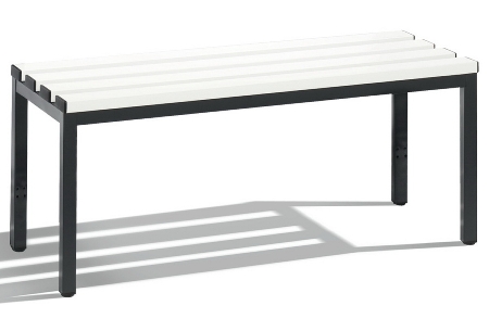 C+P Sitzbank Basic 8052-010 Sitzleisten Kunststoff Lichtgrau (HxBxT) 420x1960x350mm Gestell/Schuhrost Schwarzgrau 7021/7035