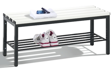 C+P Sitzbank Basic 8052-010 Sitzleisten Kunststoff Lichtgrau (HxBxT) 420x1960x350mm Gestell/Schuhrost Schwarzgrau 7021/7035
