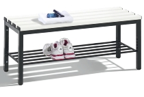 C+P Sitzbank Basic 8052-010 Sitzleisten Kunststoff Lichtgrau (HxBxT) 420x1960x350mm Gestell/Schuhrost Schwarzgrau 7021/7035
