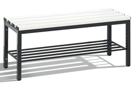 C+P Sitzbank Basic 8052-010 Sitzleisten Kunststoff Lichtgrau (HxBxT) 420x1960x350mm Gestell/Schuhrost Schwarzgrau 7021/7035