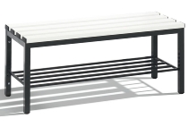 C+P Sitzbank Basic 8052-010 Sitzleisten Kunststoff Lichtgrau (HxBxT) 420x1960x350mm Gestell/Schuhrost Schwarzgrau 7021/7035