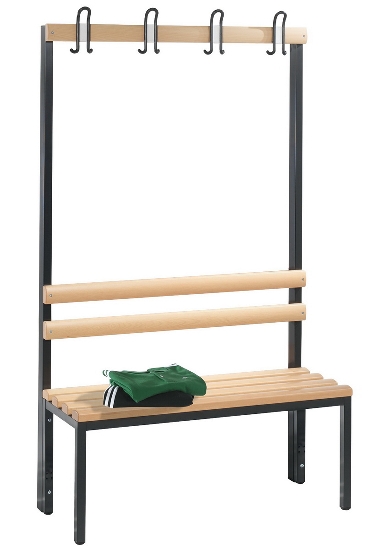 C+P Garderobenbank beidseitig Basic 8052-200 (HxBxT) 1650x1960x750mm Gestell Schwarzgrau Sitzleisten 7021/Buche