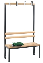 C+P Garderobenbank beidseitig Basic 8052-200 (HxBxT) 1650x1960x750mm Gestell Schwarzgrau Sitzleisten 7021/Buche