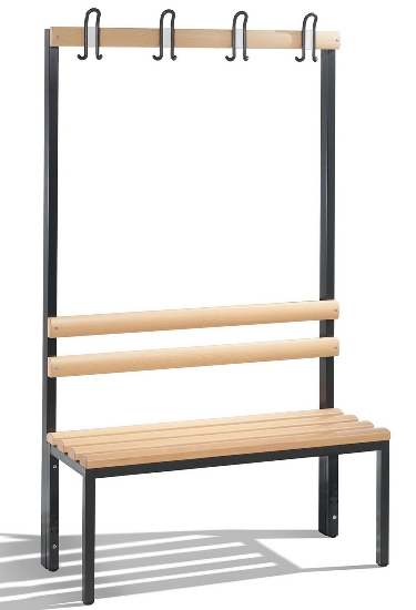 C+P Garderobenbank beidseitig Basic 8052-200 (HxBxT) 1650x1960x750mm Gestell Schwarzgrau Sitzleisten 7021/Buche