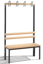 C+P Garderobenbank beidseitig Basic 8052-200 (HxBxT) 1650x1960x750mm Gestell Schwarzgrau Sitzleisten 7021/Buche