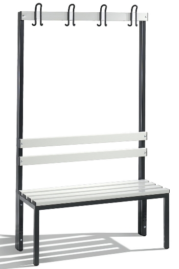 C+P Garderobenbank beidseitig Basic 8052-200 (HxBxT) 1650x1960x750mm Gestell Schwarzgrau Sitzleisten 7021/Buche