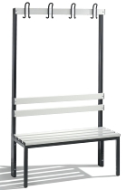 C+P Garderobenbank beidseitig Basic 8052-200 (HxBxT) 1650x1960x750mm Gestell Schwarzgrau Sitzleisten 7021/Buche