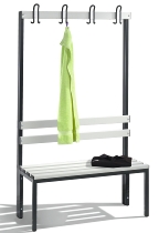 C+P Garderobenbank beidseitig Basic 8052-200 (HxBxT) 1650x1960x750mm Gestell Schwarzgrau Sitzleisten 7021/Buche