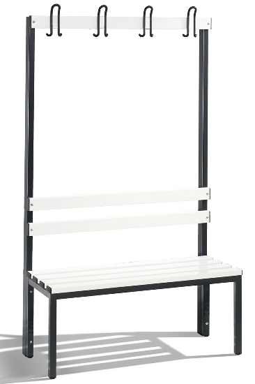 C+P Garderobenbank beidseitig Basic 8052-200 (HxBxT) 1650x1960x750mm Gestell Schwarzgrau Sitzleisten 7021/Buche