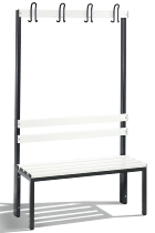 C+P Garderobenbank beidseitig Basic 8052-200 (HxBxT) 1650x1960x750mm Gestell Schwarzgrau Sitzleisten 7021/Buche