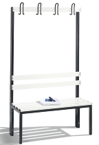 C+P Garderobenbank beidseitig Basic 8052-200 (HxBxT) 1650x1960x750mm Gestell Schwarzgrau Sitzleisten 7021/Buche