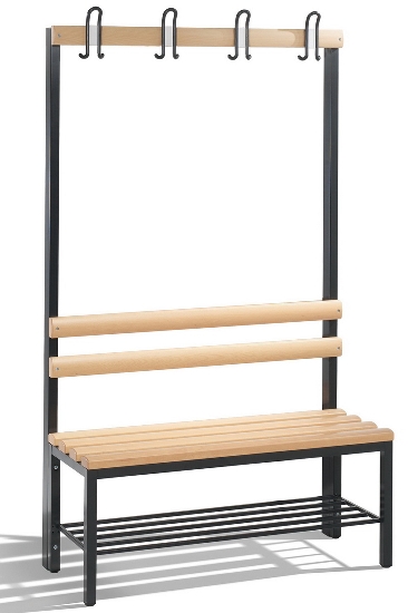 C+P Garderobenbank beidseitig Basic 8052-200 (HxBxT) 1650x1960x750mm Gestell Schwarzgrau Sitzleisten 7021/Buche