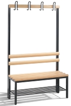 C+P Garderobenbank beidseitig Basic 8052-200 (HxBxT) 1650x1960x750mm Gestell Schwarzgrau Sitzleisten 7021/Buche