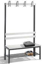 C+P Garderobenbank beidseitig Basic 8052-200 (HxBxT) 1650x1960x750mm Gestell Schwarzgrau Sitzleisten 7021/Buche