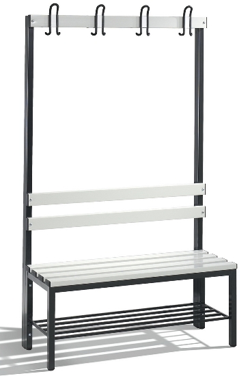 C+P Garderobenbank beidseitig Basic 8052-200 (HxBxT) 1650x1960x750mm Gestell Schwarzgrau Sitzleisten 7021/Buche