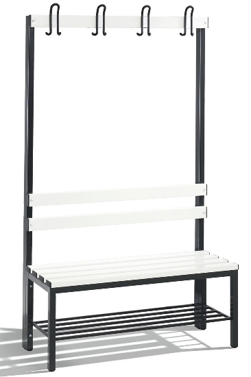 C+P Garderobenbank beidseitig Basic 8052-200 (HxBxT) 1650x1960x750mm Gestell Schwarzgrau Sitzleisten 7021/Buche