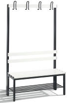C+P Garderobenbank beidseitig Basic 8052-200 (HxBxT) 1650x1960x750mm Gestell Schwarzgrau Sitzleisten 7021/Buche