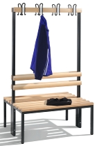 C+P Garderobenbank beidseitig Basic 8052-200 (HxBxT) 1650x1960x750mm Gestell Schwarzgrau Sitzleisten 7021/Buche