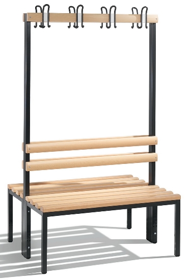C+P Garderobenbank beidseitig Basic 8052-200 (HxBxT) 1650x1960x750mm Gestell Schwarzgrau Sitzleisten 7021/Buche