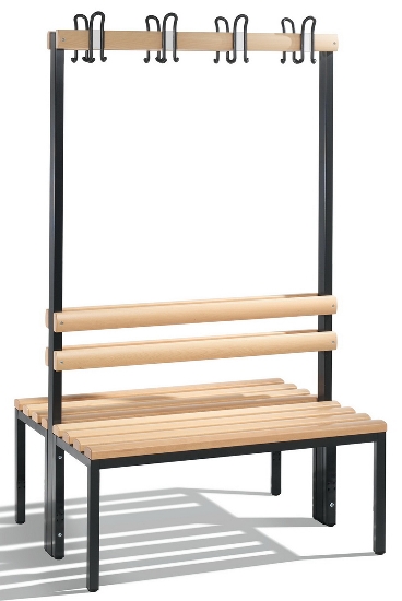 C+P Garderobenbank beidseitig Basic 8052-200 (HxBxT) 1650x1960x750mm Gestell Schwarzgrau Sitzleisten 7021/Buche