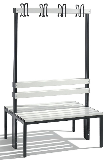 C+P Garderobenbank beidseitig Basic 8052-200 (HxBxT) 1650x1960x750mm Gestell Schwarzgrau Sitzleisten 7021/Buche