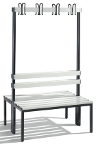 C+P Garderobenbank beidseitig Basic 8052-200 (HxBxT) 1650x1960x750mm Gestell Schwarzgrau Sitzleisten 7021/Buche