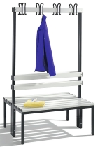 C+P Garderobenbank beidseitig Basic 8052-200 (HxBxT) 1650x1960x750mm Gestell Schwarzgrau Sitzleisten 7021/Buche