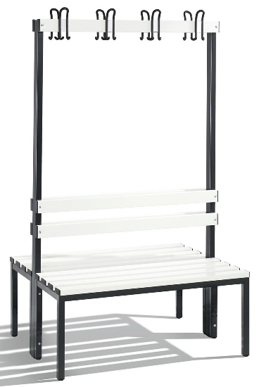 C+P Garderobenbank beidseitig Basic 8052-200 (HxBxT) 1650x1960x750mm Gestell Schwarzgrau Sitzleisten 7021/Buche