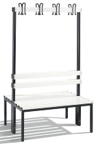 C+P Garderobenbank beidseitig Basic 8052-200 (HxBxT) 1650x1960x750mm Gestell Schwarzgrau Sitzleisten 7021/Buche