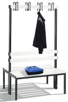 C+P Garderobenbank beidseitig Basic 8052-200 (HxBxT) 1650x1960x750mm Gestell Schwarzgrau Sitzleisten 7021/Buche