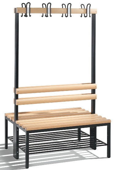 C+P Garderobenbank beidseitig Basic 8052-200 (HxBxT) 1650x1960x750mm Gestell Schwarzgrau Sitzleisten 7021/Buche
