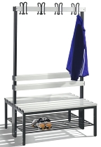 C+P Garderobenbank beidseitig Basic 8052-200 (HxBxT) 1650x1960x750mm Gestell Schwarzgrau Sitzleisten 7021/Buche