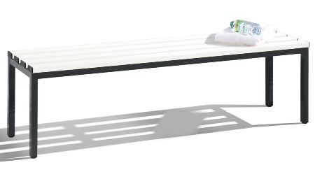C+P Sitzbank Basic 8052-010 Sitzleisten Kunststoff Lichtgrau (HxBxT) 420x1960x350mm Gestell/Schuhrost Schwarzgrau 7021/7035