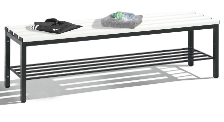 C+P Sitzbank Basic 8052-010 Sitzleisten Kunststoff Lichtgrau (HxBxT) 420x1960x350mm Gestell/Schuhrost Schwarzgrau 7021/7035