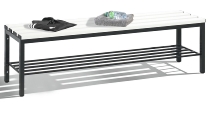 C+P Sitzbank Basic 8052-010 Sitzleisten Kunststoff Lichtgrau (HxBxT) 420x1960x350mm Gestell/Schuhrost Schwarzgrau 7021/7035