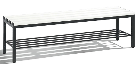 C+P Sitzbank Basic 8052-010 Sitzleisten Kunststoff Lichtgrau (HxBxT) 420x1960x350mm Gestell/Schuhrost Schwarzgrau 7021/7035