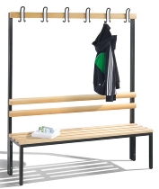 C+P Garderobenbank beidseitig Basic 8052-200 (HxBxT) 1650x1960x750mm Gestell Schwarzgrau Sitzleisten 7021/Buche