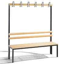 C+P Garderobenbank beidseitig Basic 8052-200 (HxBxT) 1650x1960x750mm Gestell Schwarzgrau Sitzleisten 7021/Buche