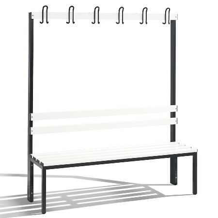 C+P Garderobenbank beidseitig Basic 8052-200 (HxBxT) 1650x1960x750mm Gestell Schwarzgrau Sitzleisten 7021/Buche