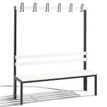 C+P Garderobenbank beidseitig Basic 8052-200 (HxBxT) 1650x1960x750mm Gestell Schwarzgrau Sitzleisten 7021/Buche
