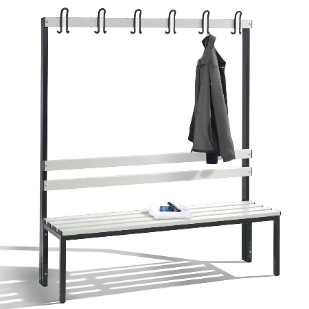 C+P Garderobenbank beidseitig Basic 8052-200 (HxBxT) 1650x1960x750mm Gestell Schwarzgrau Sitzleisten 7021/Buche
