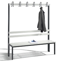 C+P Garderobenbank beidseitig Basic 8052-200 (HxBxT) 1650x1960x750mm Gestell Schwarzgrau Sitzleisten 7021/Buche