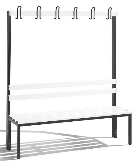C+P Garderobenbank beidseitig Basic 8052-200 (HxBxT) 1650x1960x750mm Gestell Schwarzgrau Sitzleisten 7021/Buche