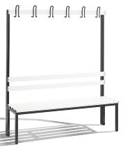 C+P Garderobenbank beidseitig Basic 8052-200 (HxBxT) 1650x1960x750mm Gestell Schwarzgrau Sitzleisten 7021/Buche