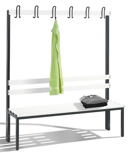 C+P Garderobenbank beidseitig Basic 8052-200 (HxBxT) 1650x1960x750mm Gestell Schwarzgrau Sitzleisten 7021/Buche