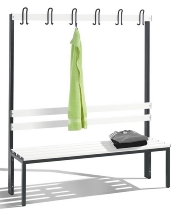 C+P Garderobenbank beidseitig Basic 8052-200 (HxBxT) 1650x1960x750mm Gestell Schwarzgrau Sitzleisten 7021/Buche