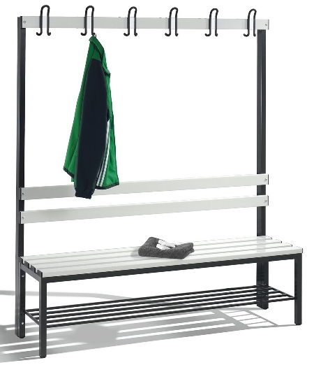 C+P Garderobenbank beidseitig Basic 8052-200 (HxBxT) 1650x1960x750mm Gestell Schwarzgrau Sitzleisten 7021/Buche