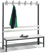 C+P Garderobenbank beidseitig Basic 8052-200 (HxBxT) 1650x1960x750mm Gestell Schwarzgrau Sitzleisten 7021/Buche