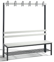 C+P Garderobenbank beidseitig Basic 8052-200 (HxBxT) 1650x1960x750mm Gestell Schwarzgrau Sitzleisten 7021/Buche