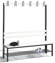C+P Garderobenbank beidseitig Basic 8052-200 (HxBxT) 1650x1960x750mm Gestell Schwarzgrau Sitzleisten 7021/Buche